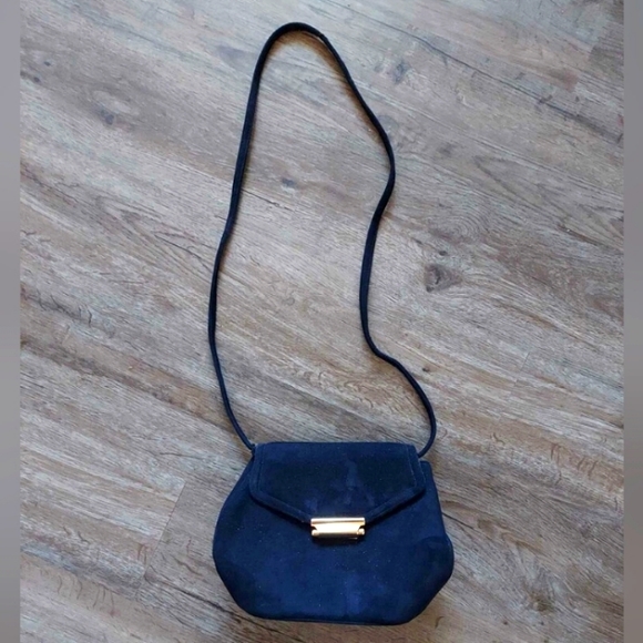 VINTAGE -FRENCHY OF CALIFORNIA NAVY BLUE SUEDE PURSE - Picture 1 of 3